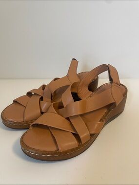 Gedikpaşalı Leather Wedge Sandals EU 41 Camel Comfort